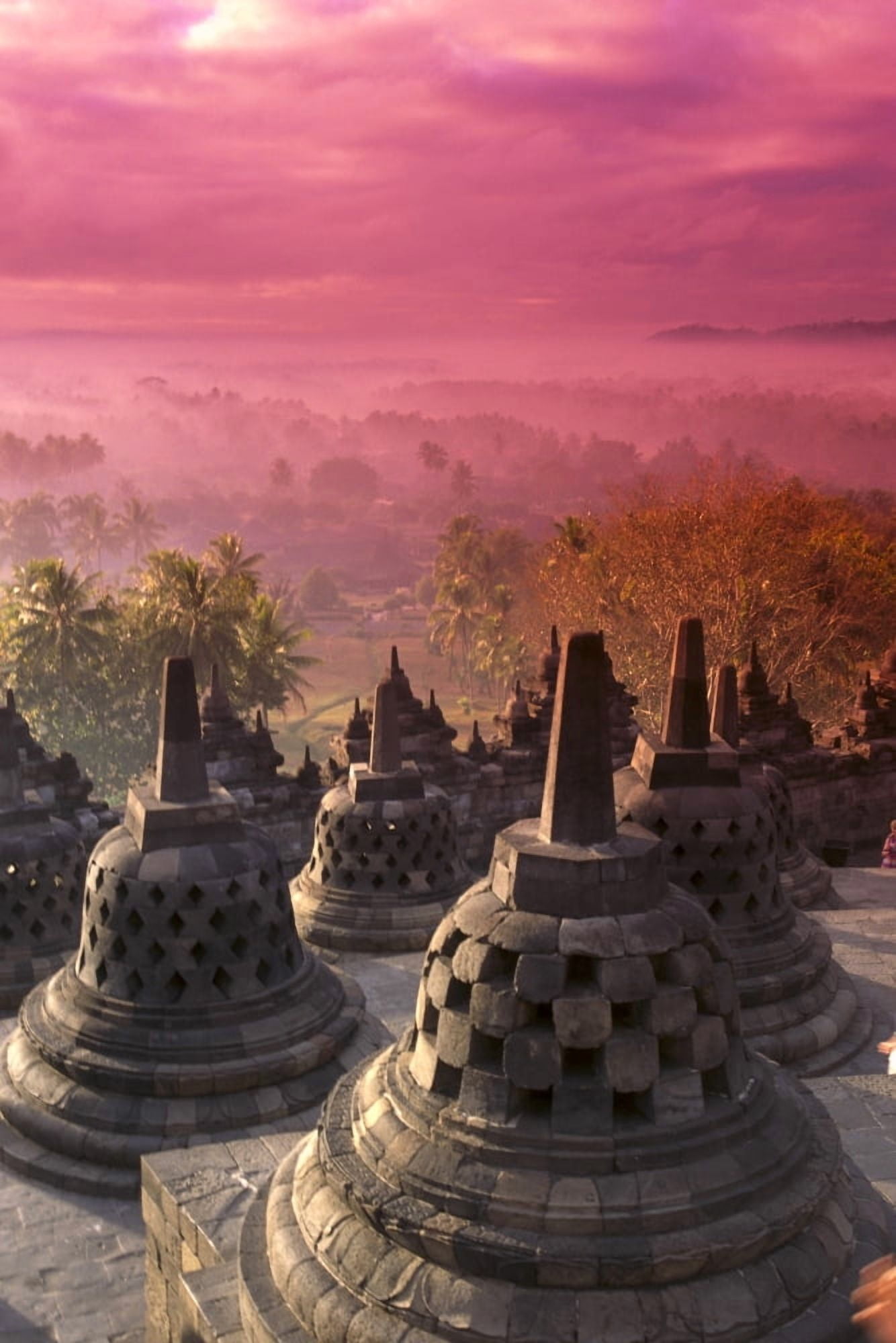 Indonesia Java View Of City At Pink Sunrise Hazy Canvas Art - Richard Maschmeyer Design Pics (24 x 38)