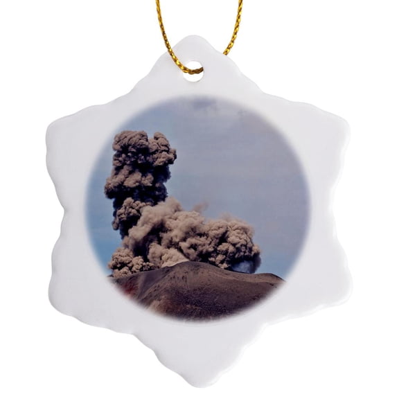 3drose, Indonesia, Sumatra, Java, Volcano Anak Krakatau - As11 Ala0053 - Alida Latham, 3 inch Snowflake Porcelain Ornament