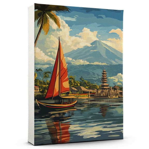 Indonesia Travel Canvas, Vintage City Canvas Asia Canvas Wall Art, Indonesia Canvas Colorful, Asia Picture Canvas - 104AZ633