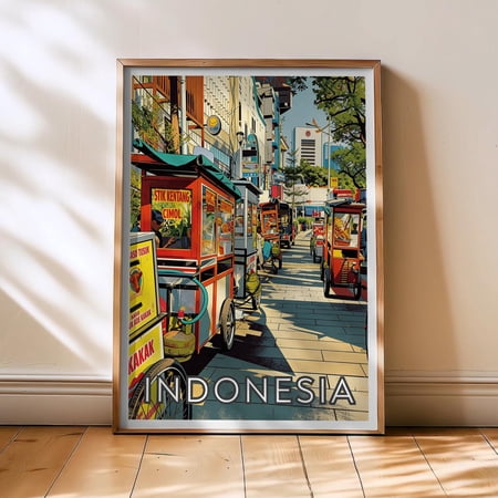 Indonesia Travel Poster, Indonesia Poster, Asia Retro Wall Art, Bold Color Travel Wall, Home Gift , Poster Print Only