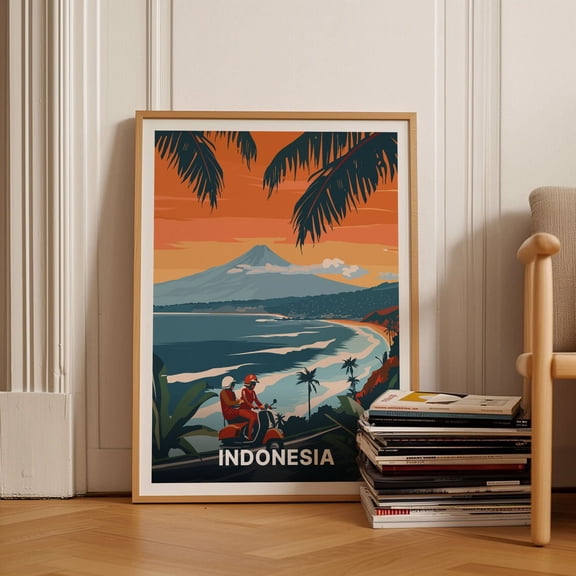 Indonesia Travel Poster, Vintage Style Wall Art, Home Decor, World Explorer, Adventure Aesthetic Wall Art, Modern Wall Decor, 24x36 UNFRAMED