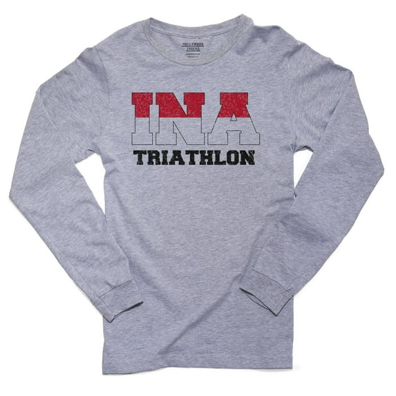 Indonesia Triathlon - Olympic Games - Rio - Flag Men's Long Sleeve Grey T-Shirt