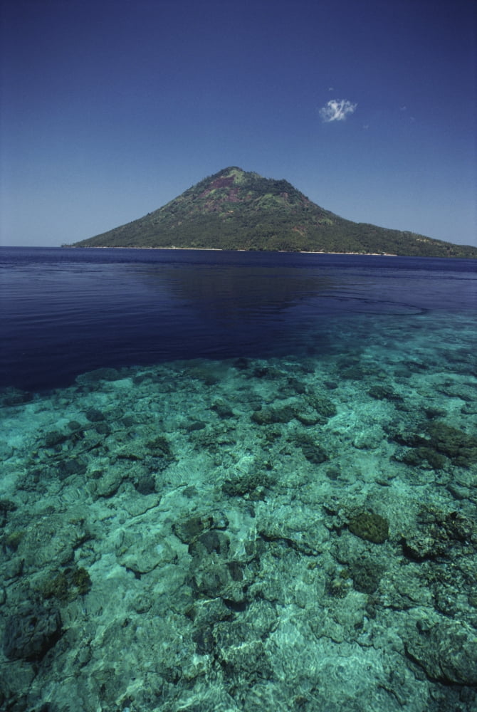 Indonesia View Of Manado Tua Island From Bunaken Island Coral Reef Blue Ocean Canvas Art - Ed Robinson Design Pics (24 x 38)