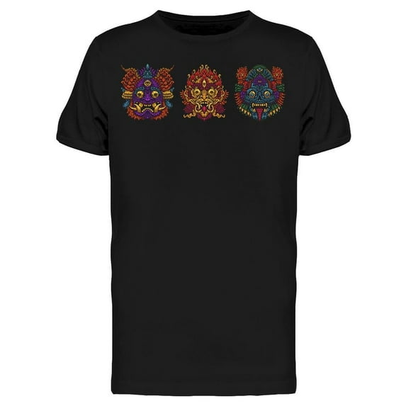 Indonesian Bali Masks T-Shirt Men -Image by Shutterstock, Male Large