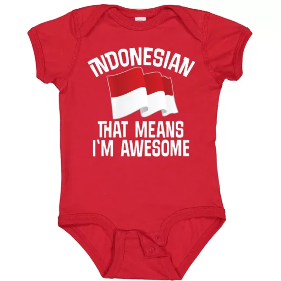 Indonesian Gift Indonesia Flag Baby Bodysuit Heritage Proud Country Bodysuit Cute Baby Onesie, BABY BODYSUIT LAT 4424