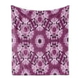 thumbnail image 1 of Indonesian Soft Flannel Fleece Throw Blanket, Indonesian Oriental Trippy Motive with Morphing Spotted Murky Shapes Image, Cozy Plush for Indoor and Outdoor Use, 70" x 90", Violet White, by Ambesonne, 1 of 5