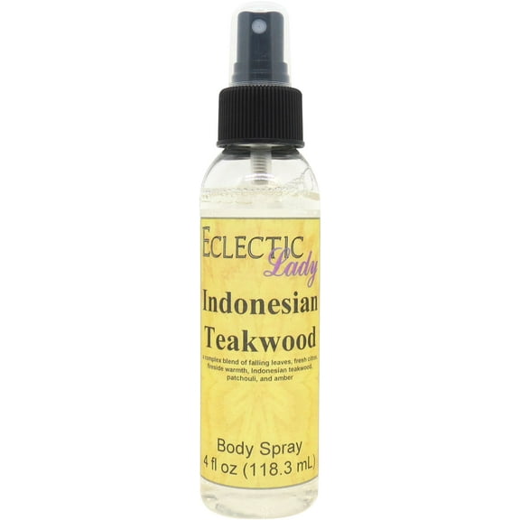 Indonesian Teakwood Body Spray, Eclectic Lady, Hydrating Mist, Unisex, 4 oz
