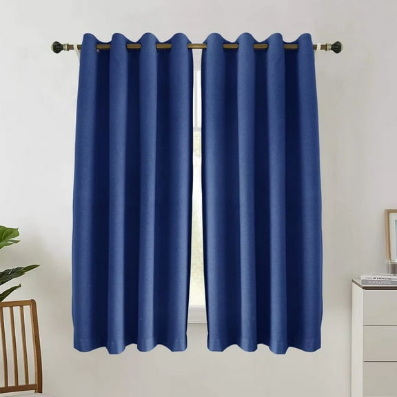 Indoor 100% Linen Blackout Curtain 34x84inch Dark Blue, 1 Panel