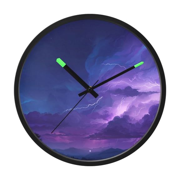 Indoor 12' Voice-Activated Luminous Decoration Wall Clock With LED Night Light A Dramatic Purple Storm