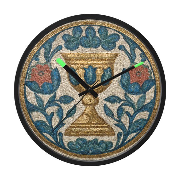 Indoor 12' Voice-Activated Luminous Decoration Wall Clock With LED Night Light A Medieval Mosaic Pattern