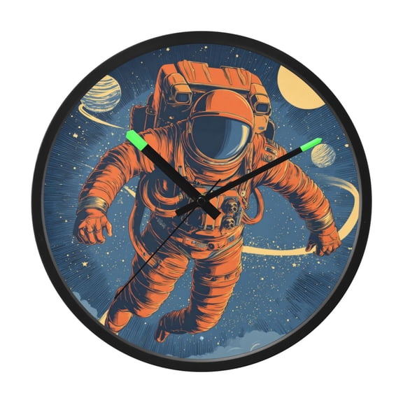 Indoor 12' Voice-Activated Luminous Decoration Wall Clock With LED Night Light A Retro-futuristic Style