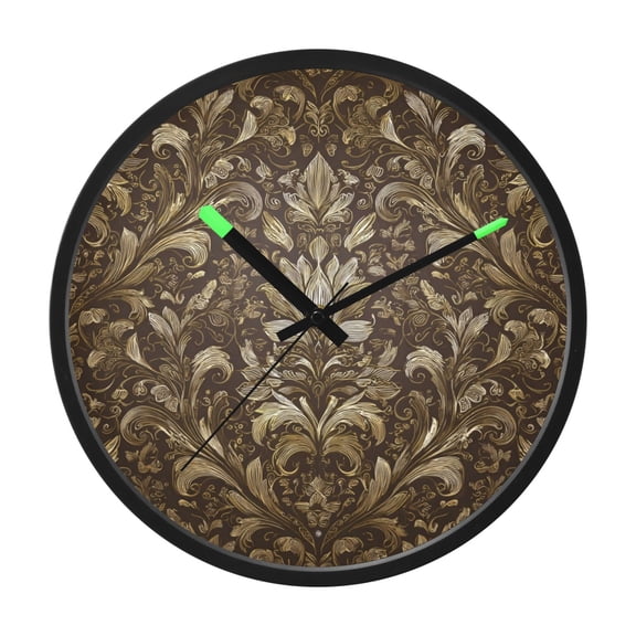 Indoor 12' Voice-Activated Luminous Decoration Wall Clock With LED Night Light A Seamless Pattern with A Gold Foil