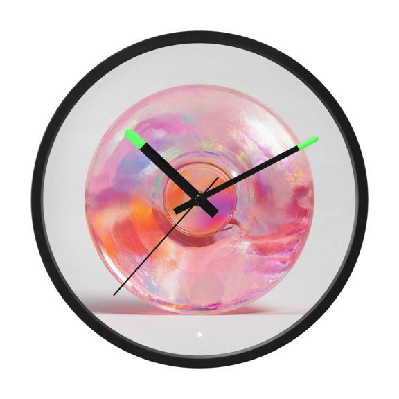 Indoor 12' Voice-Activated Luminous Decoration Wall Clock With LED Night Light Acid Color Glue