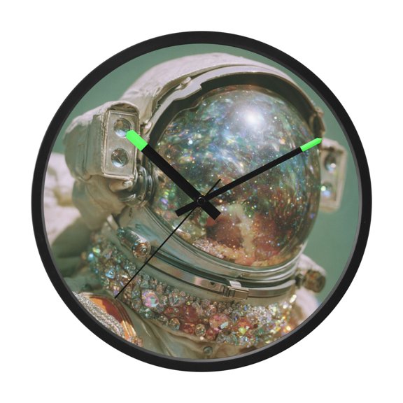 Indoor 12' Voice-Activated Luminous Decoration Wall Clock With LED Night Light An Astronaut in Space