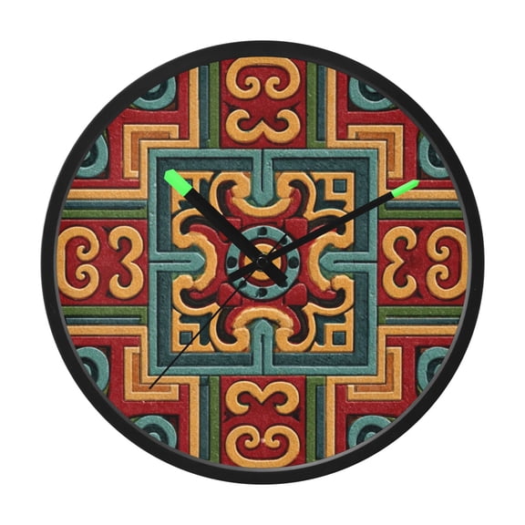 Indoor 12' Voice-Activated Luminous Decoration Wall Clock With LED Night Light Aztec-style