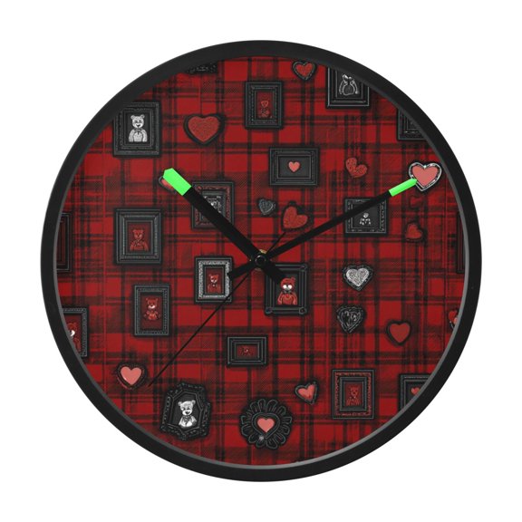 Indoor 12' Voice-Activated Luminous Decoration Wall Clock With LED Night Light Bear Hearts Pattern