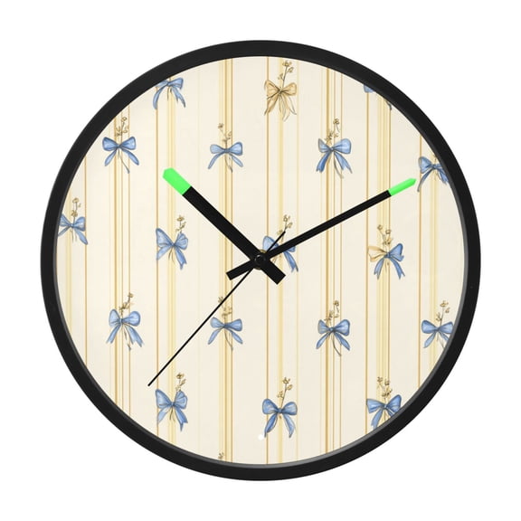 Indoor 12' Voice-Activated Luminous Decoration Wall Clock With LED Night Light Blue Small Bows