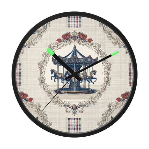 Indoor 12' Voice-Activated Luminous Decoration Wall Clock With LED Night Light Carousel