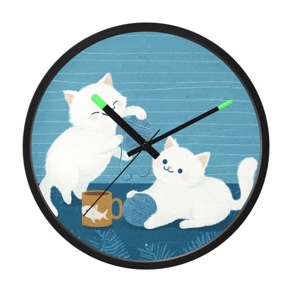 Indoor 12' Voice-Activated Luminous Decoration Wall Clock With LED Night Light Cats Are Playing
