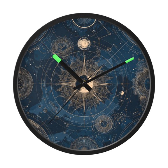 Indoor 12' Voice-Activated Luminous Decoration Wall Clock With LED Night Light Celestial Star Map