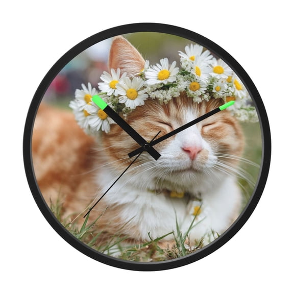 Indoor 12' Voice-Activated Luminous Decoration Wall Clock With LED Night Light Daisy Flower Crown