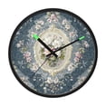 thumbnail image 1 of Indoor 12' Voice-Activated Luminous Decoration Wall Clock With LED Night Light Dark Blue & Green Floral, 1 of 8