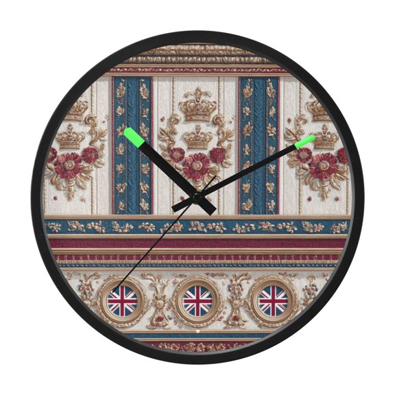 Indoor 12' Voice-Activated Luminous Decoration Wall Clock With LED Night Light Elaborate Striped Pattern