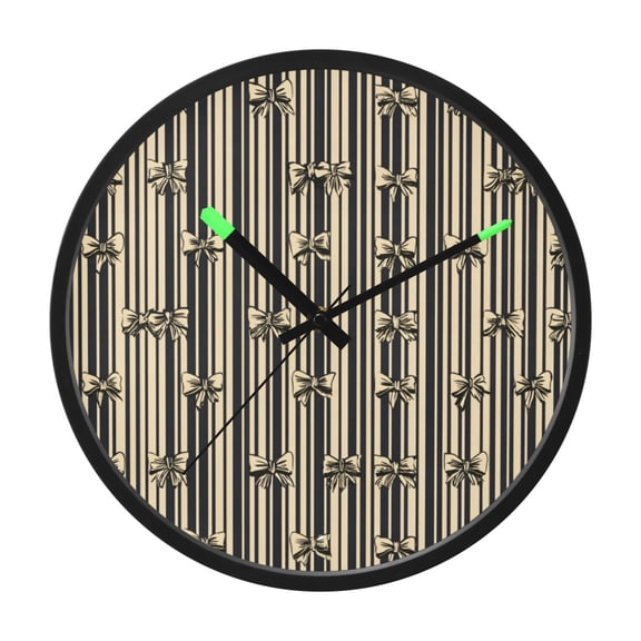 Indoor 12' Voice-Activated Luminous Decoration Wall Clock With LED Night Light Elegant Bow Pattern