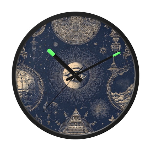 Indoor 12' Voice-Activated Luminous Decoration Wall Clock With LED Night Light Esoteric Occult Elements