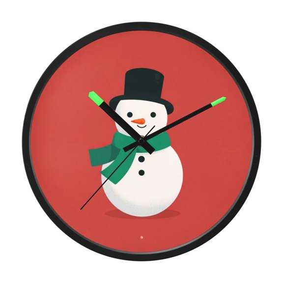 Indoor 12' Voice-Activated Luminous Decoration Wall Clock With LED Night Light Flat Vector Snowman