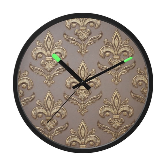 Indoor 12' Voice-Activated Luminous Decoration Wall Clock With LED Night Light Fleur-de-lis Motifs