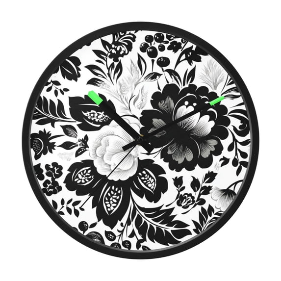 Indoor 12' Voice-Activated Luminous Decoration Wall Clock With LED Night Light Floral Elements