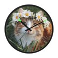 thumbnail image 1 of Indoor 12' Voice-Activated Luminous Decoration Wall Clock With LED Night Light Flower Crown, 1 of 8