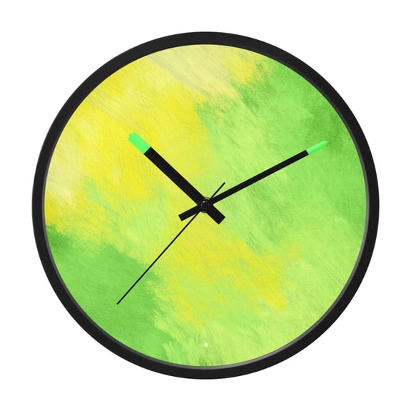 Indoor 12' Voice-Activated Luminous Decoration Wall Clock With LED Night Light Green Yellow Highlights