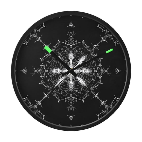 Indoor 12' Voice-Activated Luminous Decoration Wall Clock With LED Night Light Ink-style Web Pattern
