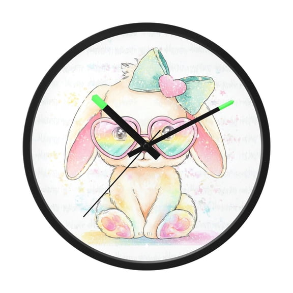 Indoor 12' Voice-Activated Luminous Decoration Wall Clock With LED Night Light Kawaii Pastel Bunny
