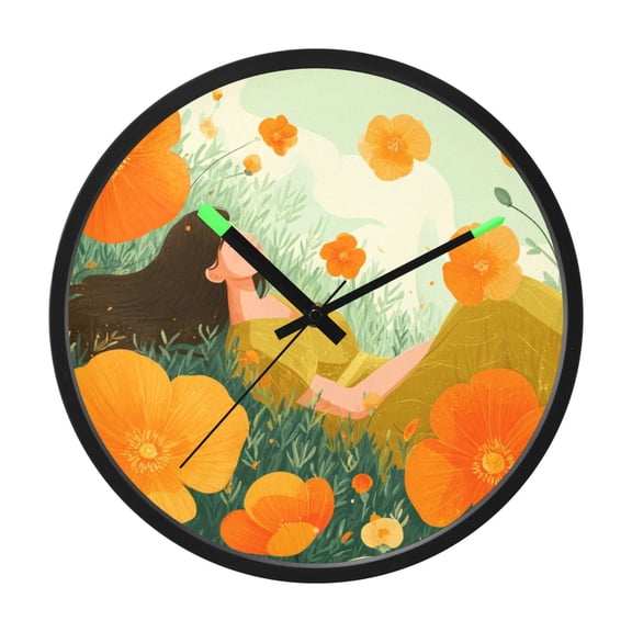 Indoor 12' Voice-Activated Luminous Decoration Wall Clock With LED Night Light Lies on The Grass