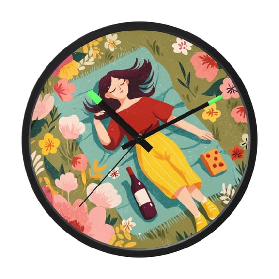 Indoor 12' Voice-Activated Luminous Decoration Wall Clock With LED Night Light Lying in The Springtime Atmosphere