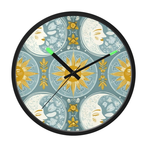 Indoor 12' Voice-Activated Luminous Decoration Wall Clock With LED Night Light Moons Suns Faces