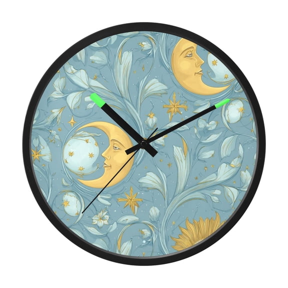 Indoor 12' Voice-Activated Luminous Decoration Wall Clock With LED Night Light Moons and Stars