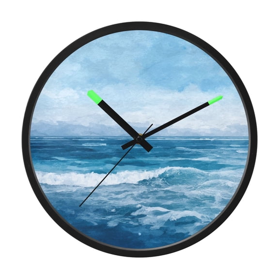 Indoor 12' Voice-Activated Luminous Decoration Wall Clock With LED Night Light Ocean Waves