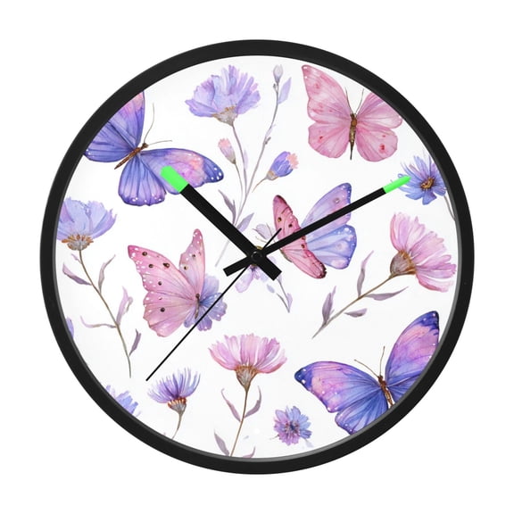 Indoor 12' Voice-Activated Luminous Decoration Wall Clock With LED Night Light Pastel and Purple