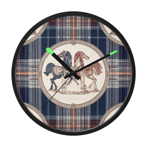 Indoor 12' Voice-Activated Luminous Decoration Wall Clock With LED Night Light Plaid Carousel