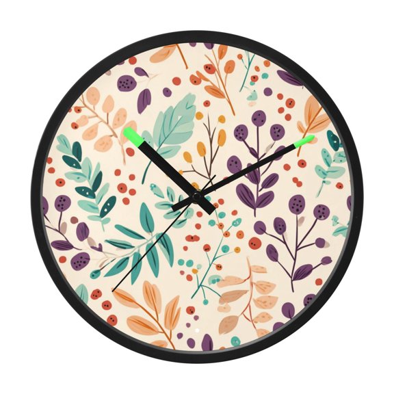 Indoor 12' Voice-Activated Luminous Decoration Wall Clock With LED Night Light Purple Hues
