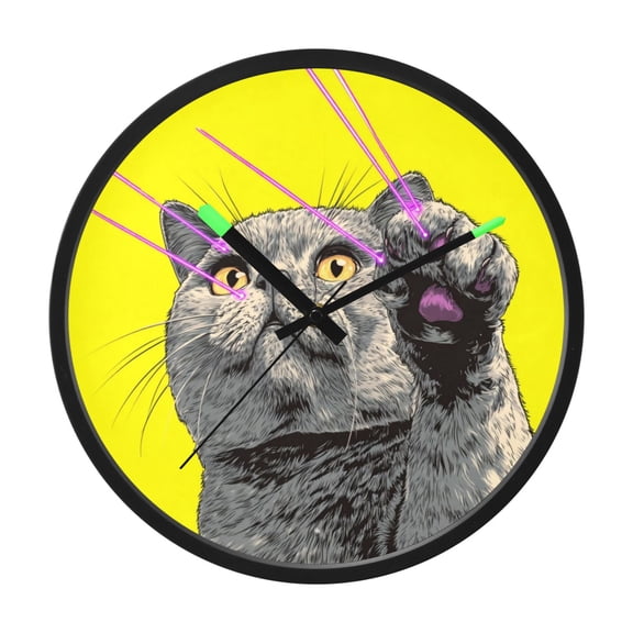 Indoor 12' Voice-Activated Luminous Decoration Wall Clock With LED Night Light Purple Lasers