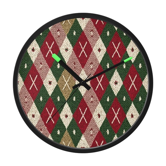 Indoor 12' Voice-Activated Luminous Decoration Wall Clock With LED Night Light Red Green White Pattern