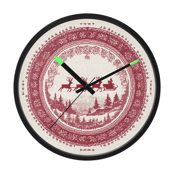 Indoor 12' Voice-Activated Luminous Decoration Wall Clock With LED Night Light Reindeer and Santa's Sleigh