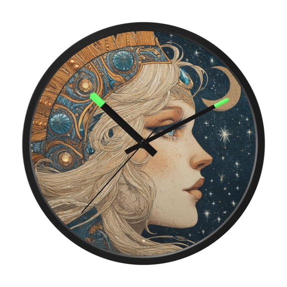 Indoor 12' Voice-Activated Luminous Decoration Wall Clock With LED Night Light Rococo Aesthetic