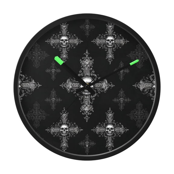 Indoor 12' Voice-Activated Luminous Decoration Wall Clock With LED Night Light Sacred Cross Decorations