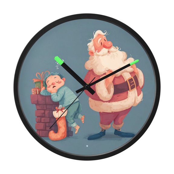 Indoor 12' Voice-Activated Luminous Decoration Wall Clock With LED Night Light Santa Claus
